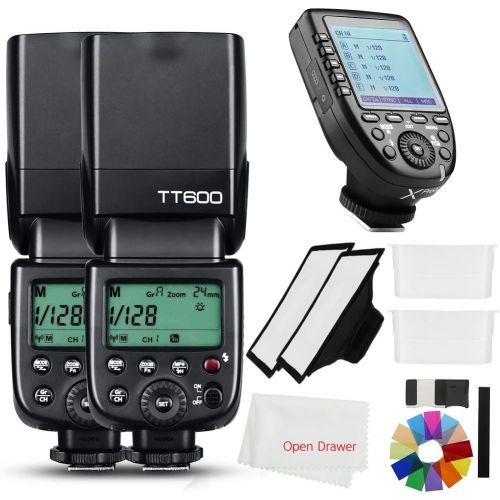  Godox 2X TT600 2.4G HSS Wireless GN60 MasterSlave Camera Thinklite Camer Flash Speedlite Built in Godox X System Receiver with Xpro-C Trigger Transmitter Compatible Canon Camera