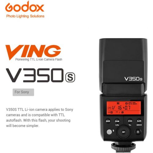  Godox V350S TTL 2.4G Camera Flash with Built-in Rechargeable 7.2V2000mAh Li-ion Battery for Sony a7RIII a7RII a7R a58 a99 ILCE600L a77II RX10 a9 etc