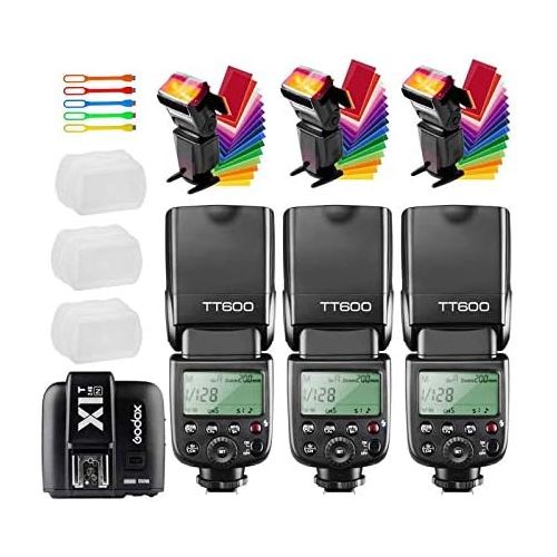  Godox 3X TT600 High Speed Sync 2.4G Wireless Camera Flash Speedlite Light X1T-N Remote Trigger Transmitter Compatible for Nikon Cameras+3xDiffuser+ CONXTRUE USB LED