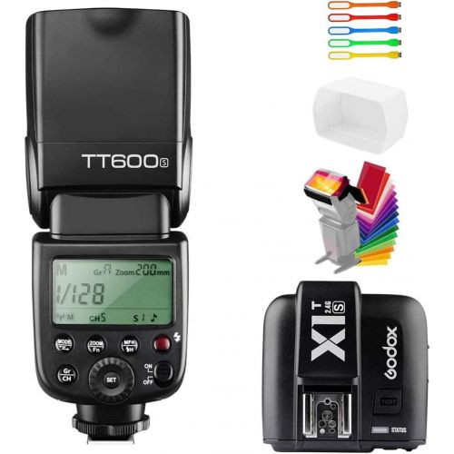  Godox TT600S HSS 18000s GN60 Built-in 2.4G Wireless X System Flash Speedlite Light X1T-S Remote Trigger Transmitter Compatible for Sony Multi Interface MI Shoe Cameras+Diffuser+CO