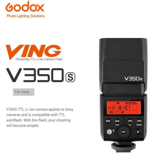  Godox V350S TTL Flash HSS Camera Flash 2.4G Speedlight with Li-ion Rechargeable Battery Compatible Sony Cameras A7RIII A7RII A7R A77II RX10 A9 A58 A99 ILCE6000L