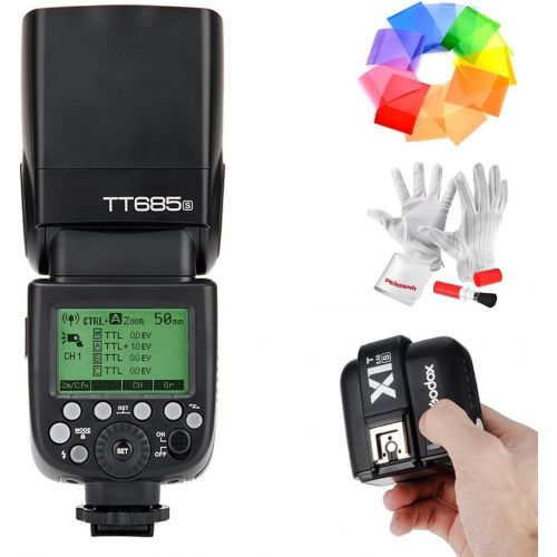  Godox TT685S HSS 18000S GN60 TTL Flash Speedlite with X1T-S 2.4G TTL Wireless Flash Trigger, Flash Diffuser Softbox and Flash Color Filters for Sony DSLR Cameras with MI Shoe