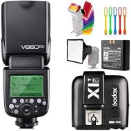 Godox V860II-C E-TTL High-Speed Sync 18000s 2.4G GN60 Li-ion Battery Camera Flash Speedlite +X1T-C Wireless Remote Trigger Transmitter Compatible for Canon Cameras +15x17cm softbo
