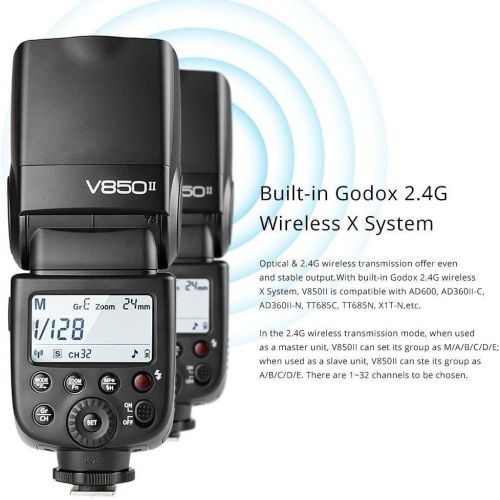  Godox Ving V850II GN60 2.4G 18000s HSS Camera Flash Speedlight with 2000mAh Li-ion Battery Features 1.5s Recycle time and 650 Full Power Pops Compatible Canon Nikon Pentax Olympas