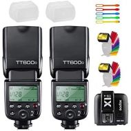 2X Godox TT600S HSS 18000s High-Speed Sync Built-in 2.4G Wireless Flash Speedlite Light Compatible for Sony Multi Interface MI Shoe Cameras+X1T-S Remote Trigger Transmitter +2X Di