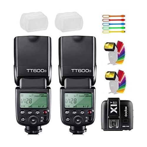  2X Godox TT600S HSS 18000s High-Speed Sync Built-in 2.4G Wireless Flash Speedlite Light Compatible for Sony Multi Interface MI Shoe Cameras+X1T-S Remote Trigger Transmitter +2X Di