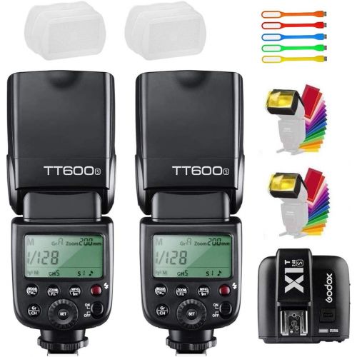  2X Godox TT600S HSS 18000s High-Speed Sync Built-in 2.4G Wireless Flash Speedlite Light Compatible for Sony Multi Interface MI Shoe Cameras+X1T-S Remote Trigger Transmitter +2X Di