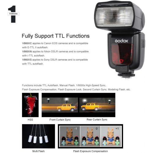  Godox V860II-C Pioneering 2.4G Wireless E-TTL II Li-on Camera Flash Speedlite Compatible Canon 6D 50D 60D 1DX 580EX II 5D Mark II III (V860II-C)