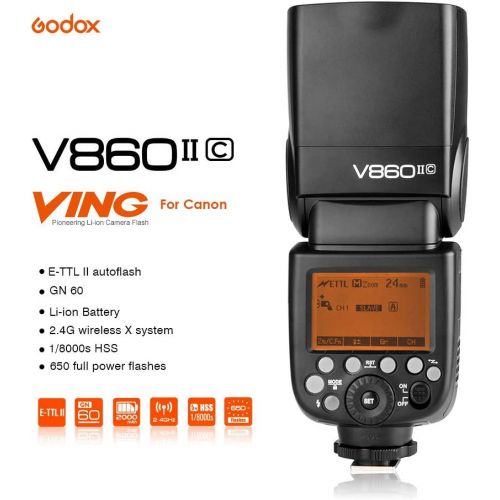  Godox V860II-C Pioneering 2.4G Wireless E-TTL II Li-on Camera Flash Speedlite Compatible Canon 6D 50D 60D 1DX 580EX II 5D Mark II III (V860II-C)