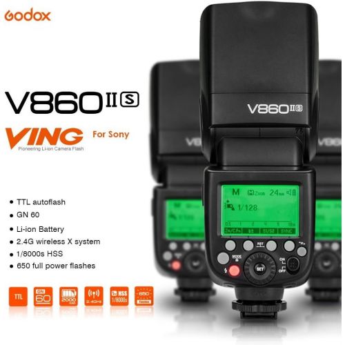  Godox Ving V860IIS 2.4G GN60 TTL HSS 18000s Li-on Battery Camera Flash Speedlite with X1T-S Wireless Flash Trigger for Sony - 1.5S Recycle Time 650 Full Power Pops Supports TTLM