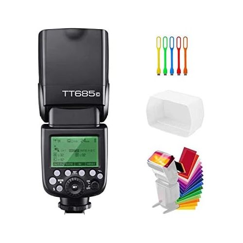  Godox TT685C TTL  2.4GHz GN60 High Speed Sync 18000s Flash Speedlite Light Compatible for Canon Cameras E-TTL II auotflash +Diffuser & Filter +USB LED