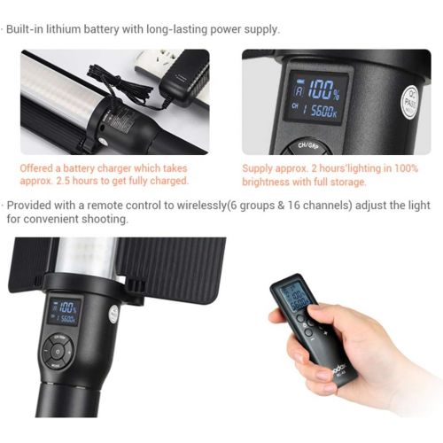  Godox LC500 3300K-5600K Adjustable Handle LED Light Stick Built-in Lithiunm Battery Remote Control + AC Power Charger + Carry Bag