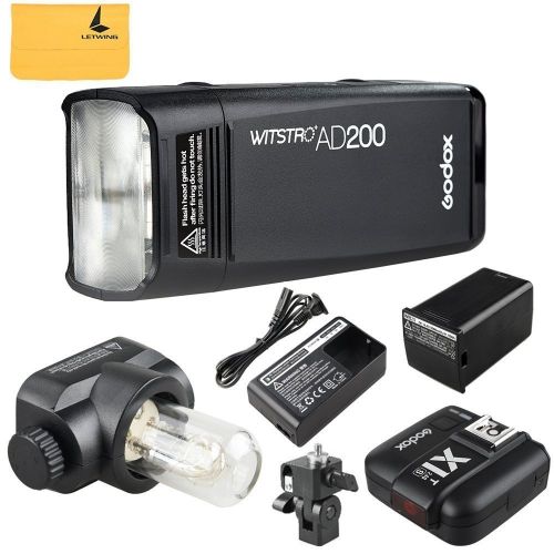  Godox GODOX AD200 TTL 2.4G HSS 18000s 2Pcs Pocket Flash Light Double Head 200Ws with 2900mAh Lithium Battery+GODOX X1T-S Wireless Flash Trigger Transmitter Compatible for Sony Camera