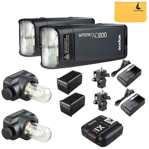  Godox GODOX AD200 TTL 2.4G HSS 18000s 2Pcs Pocket Flash Light Double Head 200Ws with 2900mAh Lithium Battery+GODOX X1T-S Wireless Flash Trigger Transmitter Compatible for Sony Camera