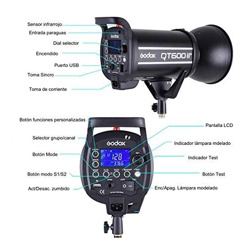  Godox QT600II QT-600IIM 600W 2.4G High Speed 18000s 110V Studio Strobe Flash Light (QT-600IIM)