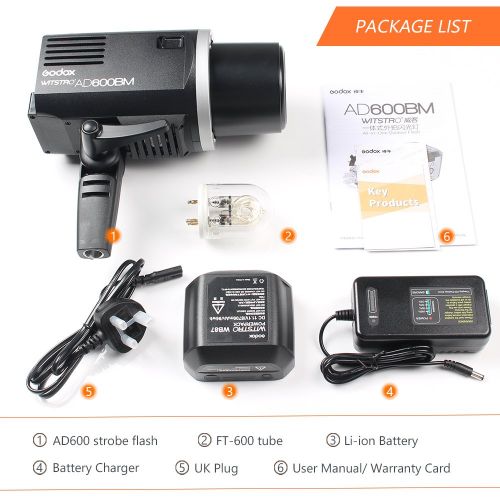  Godox HSS AD600BM Bowens Mount 600Ws GN87 High Speed Sync Outdoor Flash Strobe Light with X1T-N X1N Wireless Flash Trigger, 8700mAh Battery Pack to Provide 500 Full Power Flashes f