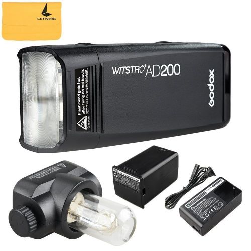 Godox AD200 TTL 2.4G HSS 18000s 2Pcs Pocket Flash Light Double Head 200Ws with 2900mAh Lithium Battery X1T-C Wireless Transmitter Compatible for Canon EOS Series Cameras