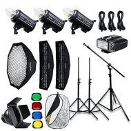 Godox QT400II Built-in 2.4G Wireless X System,High Speed Studio Strobe Flash Light + X1T-F Trigger Compatible Fuji,Softbox,Light Stand, Studio Boom Arm Top Light Stand (110v)