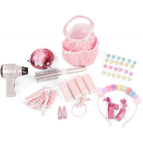  Goetz Gotz Styling Head Playset with Blonde Hair, Blow Dryer, Brush, Rollers & Accessories for Ages 3+