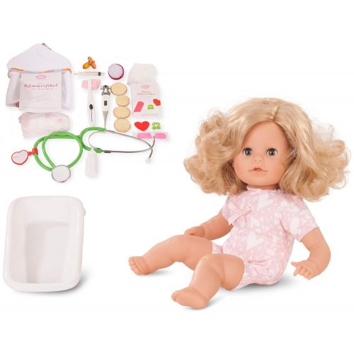  Goetz Gotz Cosy Aquini Be A Doctor 13 Bath Time Baby Doll with Blonde Hair to Wash & Style, Quick Drying Soft Body, Bathtub & Accessories