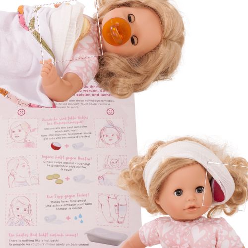  Goetz Gotz Cosy Aquini Be A Doctor 13 Bath Time Baby Doll with Blonde Hair to Wash & Style, Quick Drying Soft Body, Bathtub & Accessories