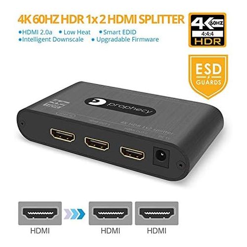  [아마존베스트]Gofanco gofanco Prophecy Intelligent 4K 60Hz HDR 1x2 HDMI 2.0 Splitter  YUV 4:4:4, 3D, HDMI 2.0a, HDCP 2.2, EDID, 18Gbps, Auto Scaling, Low Heat, Cascadable, Firmware Upgradable, 2 Port 1