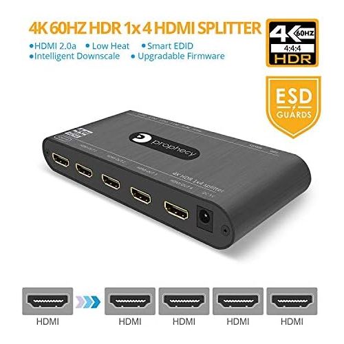  [아마존베스트]Gofanco gofanco Prophecy Intelligent 4K 60Hz HDR 1x4 HDMI 2.0 Splitter - YUV 4:4:4, 3D, HDMI 2.0a, HDCP 2.2, EDID, 18Gbps, Auto Scaling, Low Heat, Cascadable, Firmware Upgradable, 4 Port 1