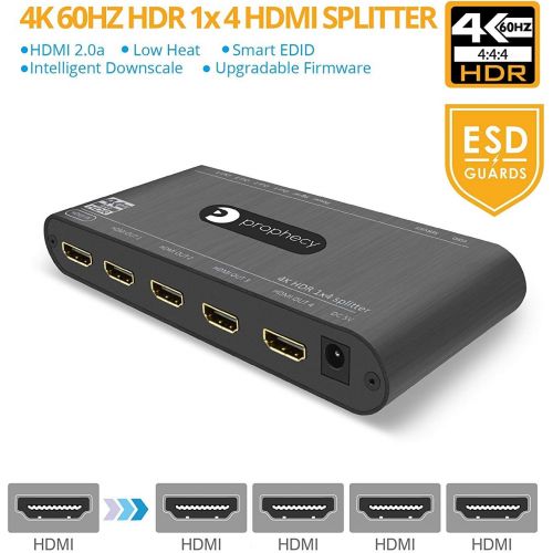  [아마존베스트]Gofanco gofanco Prophecy Intelligent 4K 60Hz HDR 1x4 HDMI 2.0 Splitter - YUV 4:4:4, 3D, HDMI 2.0a, HDCP 2.2, EDID, 18Gbps, Auto Scaling, Low Heat, Cascadable, Firmware Upgradable, 4 Port 1