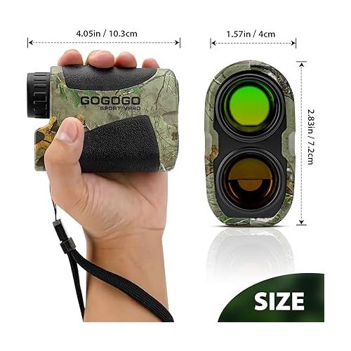  Gogogo Sport Vpro 900 Yard Camo Laser Rangefinder for Hunting/Bow Hunting/Archery Hunting, Horizontal Distance Mode Compact Lightweight Hunting Range Finder