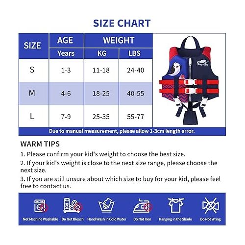  Gogokids Kids Swim Vest, Floaties for Toddler Learn to Swim, Float Jacket with Adjustable Safety Strap, Pool Floation Swimwear for Boys Girls 20-70 lbs, Age 1-9 Years