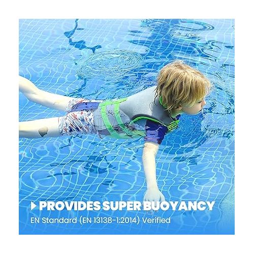  Gogokids Toddler Swim Vest, Kids Float Jacket for 20-30-40-50 lbs Girls and Boys, Swimming Floaties with Duel Adjustable Safety Strap, for 2-9 Year Old Children