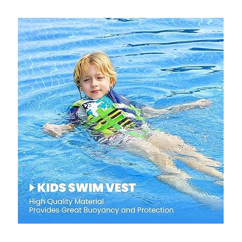  Gogokids Toddler Swim Vest, Kids Float Jacket for 20-30-40-50 lbs Girls and Boys, Swimming Floaties with Duel Adjustable Safety Strap, for 2-9 Year Old Children