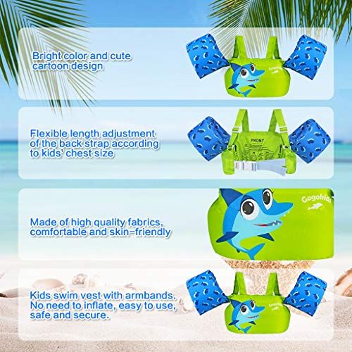  Gogokids Kids Swim Vest Life Jacket, Swimming Aid Armbands for Toddlers Children 30-50lbs, Float Vest with Arm Wings