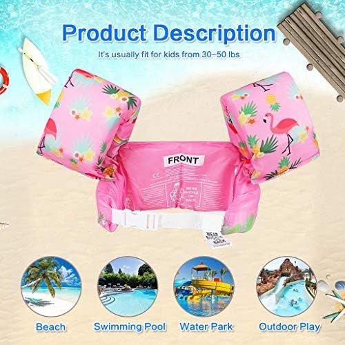  Gogokids Kids Swim Vest, Life Jacket for Swimming Trainer Swim Aid Floats, Suitable for 30-50 lbs Infant/Baby/Toddler, Children Swimming Pool Float with Arm Wings Baby Puddle/Sea B