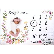 Gogoshel Baby Monthly Milestone Blanket for Girl/Large & Soft/Newborn Photo Prop Blanket/Unique Baby Shower Gift for New Moms/NO Ironing Needed/Months Blanket/Watch me Grow Blanket/Baby Bla