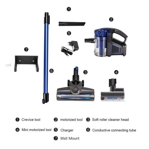  [아마존 핫딜]  [아마존핫딜]Gohyo Akku Staubsauger, kabelloser Staubsauger 3 in 1 Leistungsstarker, 7500Pa 2200mA 160w, 2 Saugstufen, 35 min, 0.6L Staubbehalter, Handstaubsauger mit Wandhalterung Blau