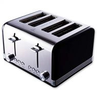 Gohyo 4 Slice Toaster | Stainless Steel with Wide Slots & Removable Crumb Tray for Bread & Bagels (Black)