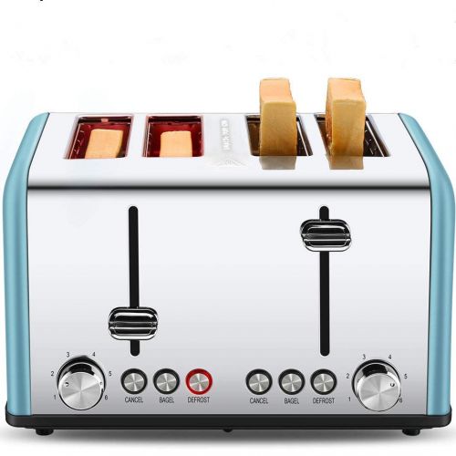  Gohyo 4 Slice Toaster | Stainless Steel with Wide Slots & Removable Crumb Tray for Bread & Bagels (Black)