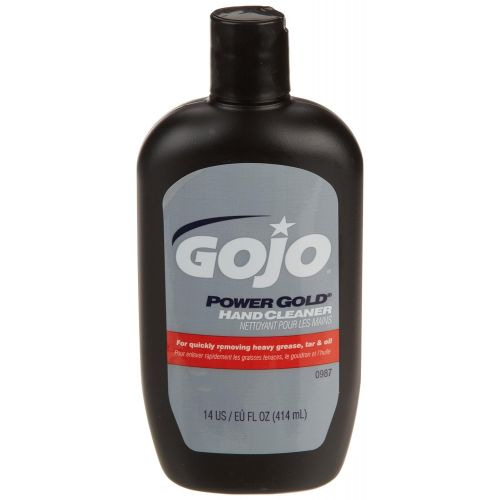  Gojo GOJO POWER GOLD Hand Cleaner, Croeme-Style, 14 fl oz Fast Acting Cleaner Flip Cap Squeeze Bottles (Case of 12) - 0987-12