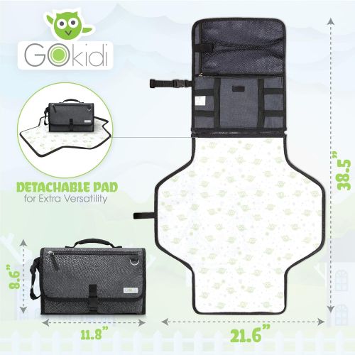  Gokidi Portable Baby Changing Pad  Diaper Bag Clutch Unfolds to Diaper Change Station - Detachable...