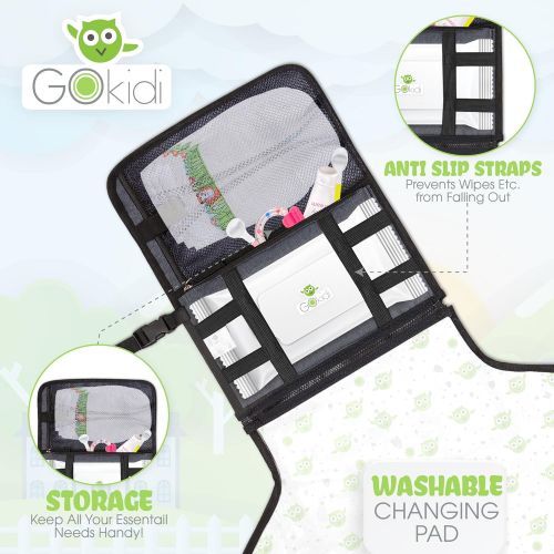  Gokidi Portable Baby Changing Pad  Diaper Bag Clutch Unfolds to Diaper Change Station - Detachable...