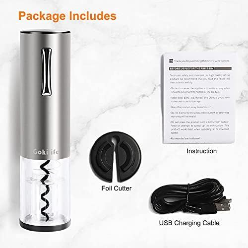  Gokilife Electric Wine Opener, Automatic Rechargeable Wine Bottle Corkscrew Opener with Foil Cutter, One-click Button Wine Bottle Openers with LED Light for Home Party Restaurant (