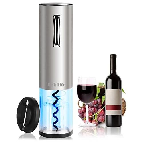  Gokilife Electric Wine Opener, Automatic Rechargeable Wine Bottle Corkscrew Opener with Foil Cutter, One-click Button Wine Bottle Openers with LED Light for Home Party Restaurant (