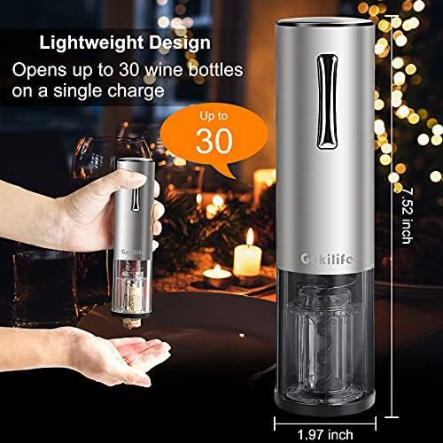  Gokilife Electric Wine Opener, Automatic Rechargeable Wine Bottle Corkscrew Opener with Foil Cutter, One-click Button Wine Bottle Openers with LED Light for Home Party Restaurant (