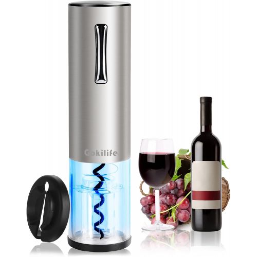  Gokilife Electric Wine Opener, Automatic Rechargeable Wine Bottle Corkscrew Opener with Foil Cutter, One-click Button Wine Bottle Openers with LED Light for Home Party Restaurant (