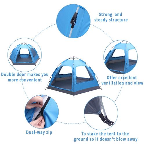  Gokoreyoshi gokoreyoshi 3-4 Person Automatic Family Tent Instant Pop Up Waterproof for Camping Hiking Travel Outdoor Activities