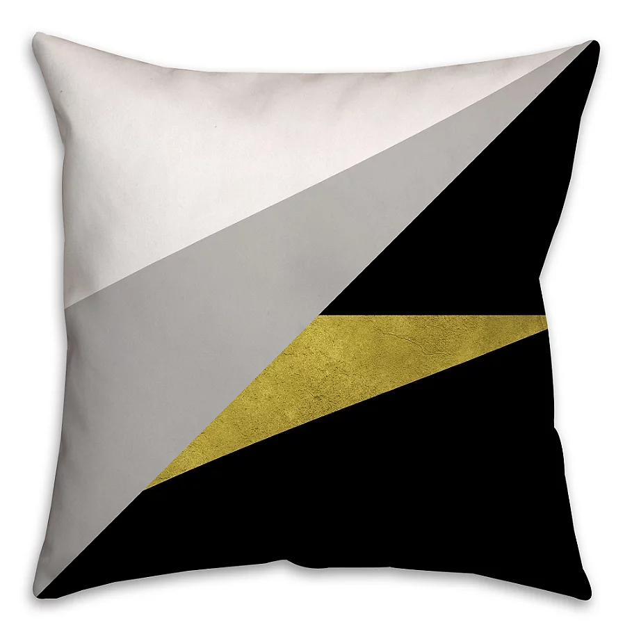  Gold Embellished Block Square Throw Pillow