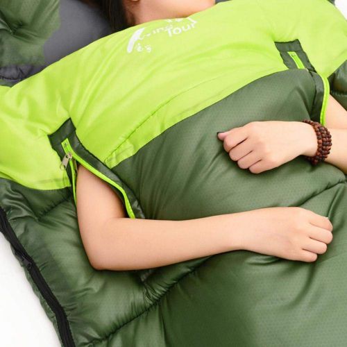  Gold Mummy Sleeping Bag Zipper Put Hands Outside, Comfort Ultralight Sleeping Bag Waterproof Cold Weather Lightweight Backpacking Down Camping Sleeping Bag Adult Women Men (Green,1950g)