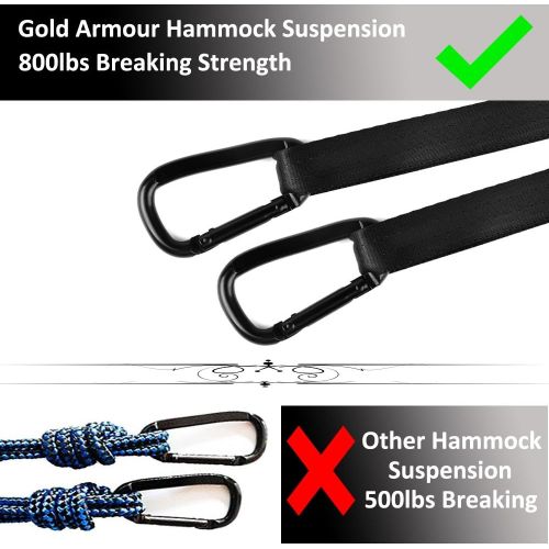  Gold Armour Camping Hammock - Extra Large Double Parachute Hammock (2 Tree Straps 32 Loops,20 ft Included) USA Brand Lightweight Nylon Adults Kids, Camping Accessories Gear