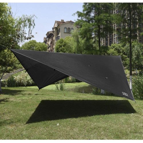  Gold Armour 12ft Extra Large Tarp Hammock Waterproof Rain Fly Tarp 185in Centerline - Lightweight Ripstop Fabric - Stakes Included - Survival Gear Backpacking Camping Accessories -